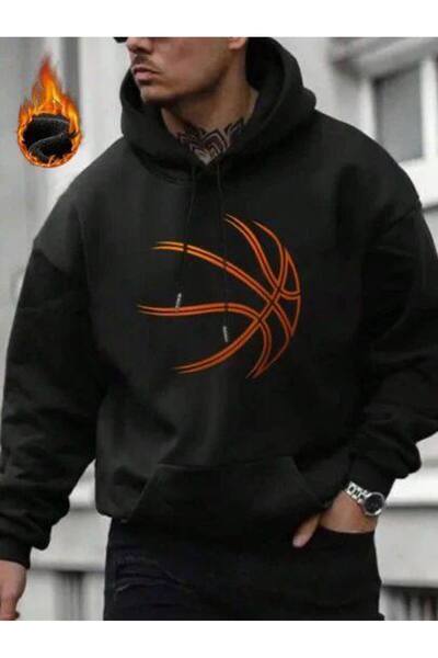 COZYWEAR سويت شيرت أسود كبير الحجم للجنسين مع قلنسوة، مطبوع بجودة عالية، مريح...
