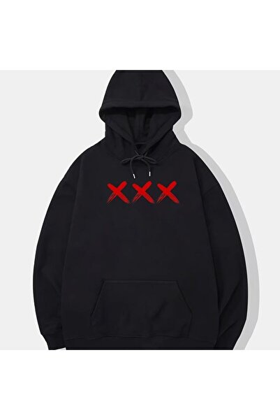 COZYWEAR سويت شيرت أسود كبير الحجم للجنسين مع قلنسوة، مطبوع بجودة عالية، مريح...