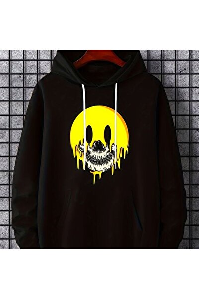 COZYWEAR سويت شيرت أسود كبير الحجم للجنسين مع قلنسوة، مطبوع بجودة عالية، مريح...