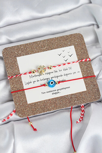 genel tedarik-tse Marteniçka Bracelet Set of 2 with Clover and Evil Eye Design