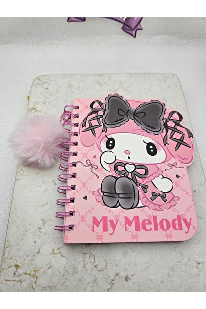Meyra Accessories My melody Figürlü Özel Kesim Spiralli Defter Peluş Ponponlu Sanrio Karakterli Hediyelik Okul Notluğu