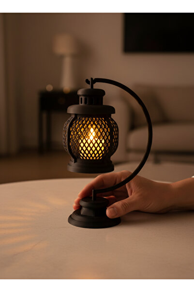 Puzimo Nostaljik Fener Tasarım Pilli LED Atmosfer Lambası – Dekoratif Masa Ay...