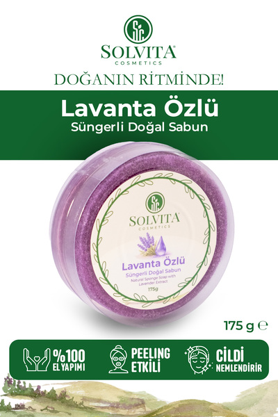 Solvita Lavanta Özlü Süngerli Doğal Sabun – Yumuşak Köpük & Günlük Bakım | 17...