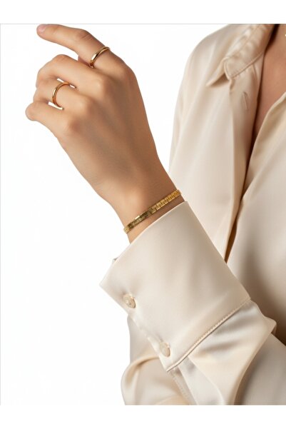 QA Quella Accessories Women's Steel Snake Pattern Thick Gold Bracelet 16.5 Cm...