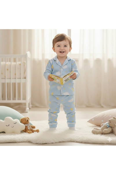 CUBBUX Детски пижамен комплект от памук, удобен модел с копчета