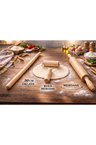 Kifnexwood Doğal Ahşap 3’lü Merdane Seti