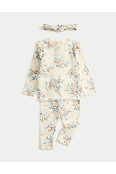 Marks & Spencer Pamuk Karışımlı Çiçek Desenli Bebek Takımı (0–3 Ay)