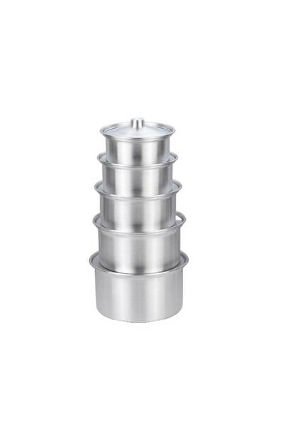 Generic Forhome Aluminum Pot Set Silver 10 Pieces