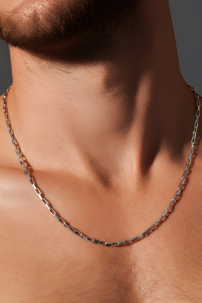 NBS Beautiful Naturel Stones قلادة رجالية من الفولاذ عالي الجودة 60 سم لون فض...