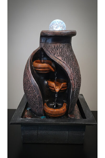 Genierc نافور شلال منزلي مودرن بإضاءة LED كريستالية - ارتفاع 38 سم - يعمل بـ ...