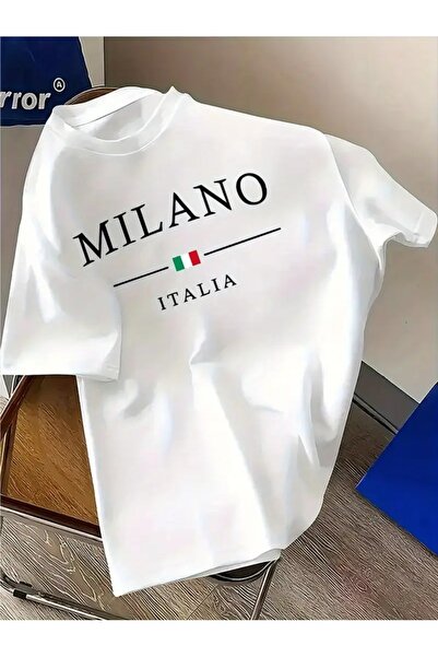 Massgai Unisex Milano Italy Printed Oversize 100% Cotton T-Shirt