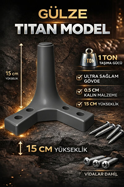 GÜLZE (15 cm) ULTRA SAĞLAM TİTAN MODEL Mobilya Ayakları, Beyaz-Siyah-Kahveren...