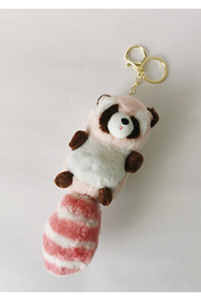 Halley Concept Pink raccoon plush toy keychain charm