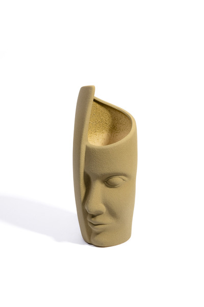 Malooki Modern Minimalist Ceramic Vase, Abstract Chip, 29 cm - Textured matte...