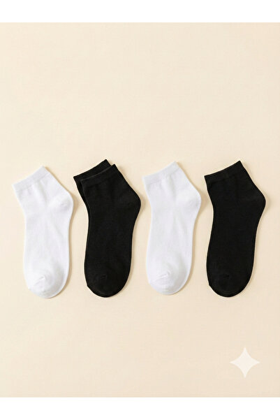 KBB White socks, black ankle socks | 6 pairs