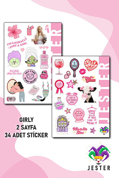 Jester Girly 2'li Sticker, Çıkartma, Günlük, Ajanda, Planlayıcı, Bullet, Jour...