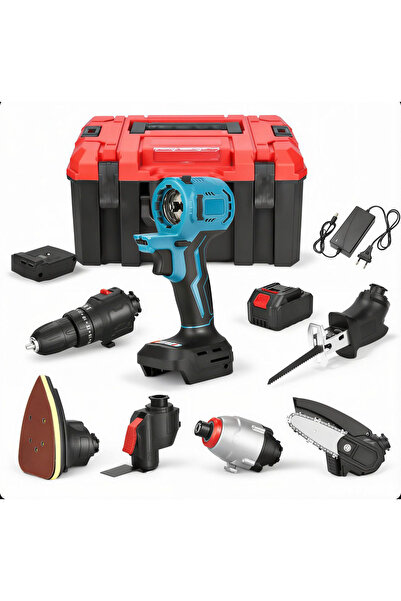AMRIS SET Bormașină Fără Fir 6 în 1, 48V cu capete Multifuncționale, Trusă Pr...