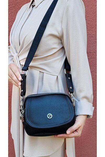 ÇANTAM GELSİN Justpolo Women's Black 4-Compartment Flap Shoulder and Crossbod...