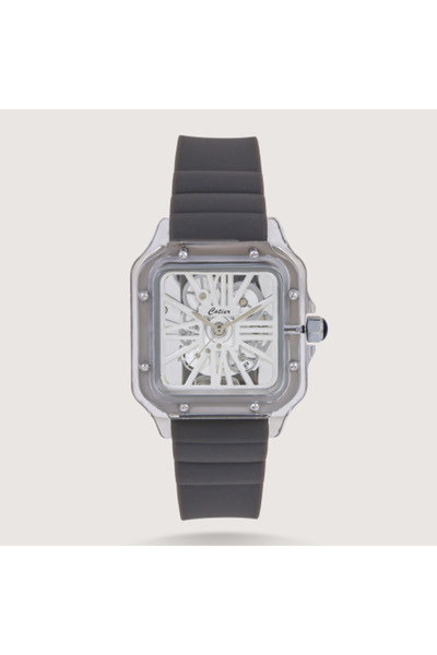 Louis Nice Transparent Frame! Men's Rubber Watch in Gray