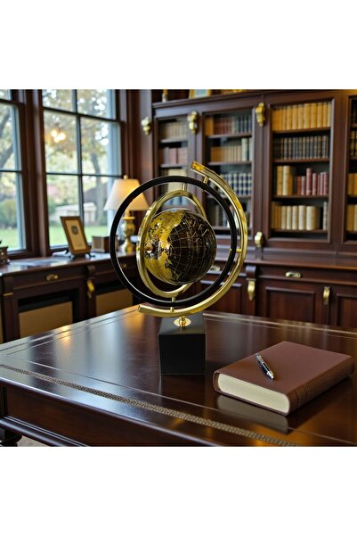 Sleep Nova Atlas Noir Gold Dekoratif Dünya Küresi – Metal Ayaklı Lüks Masaüst...