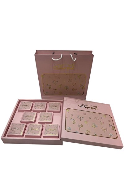 GIFT كيس هدية مع علب توزيعات العيد وردي 8 قطع فاخرة ( 1 حبة )