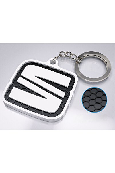 lucien vela Seat Compatible Honeycomb Textured 3D Embossed White-Black Keycha...