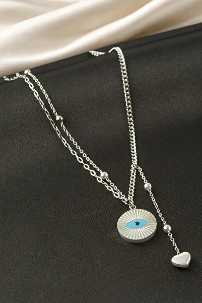 FREEDOM STOREE قلادة على شكل قلب من الفولاذ على شكل عينين