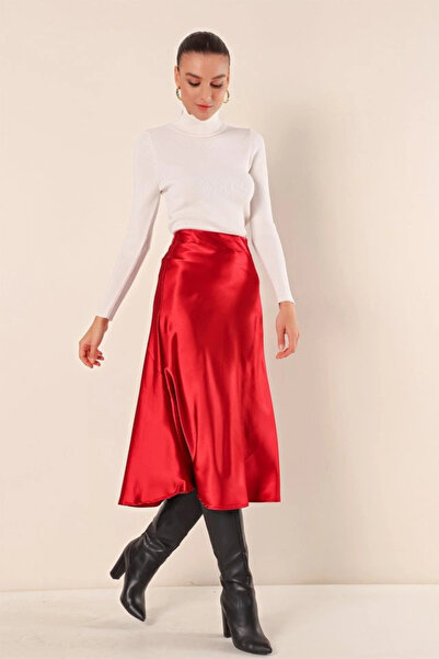 nedo7 15806 Satin Skirt - Claret Red