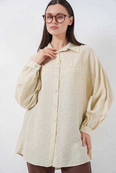 nedo7 Long Oversize Shirt 5965 - Ecru