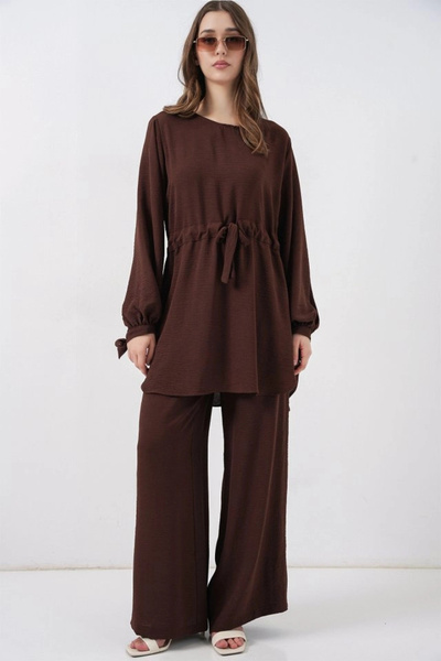 nedo7 Long Tunic Pants Double Set 6719 - Brown