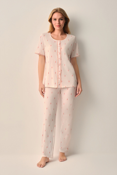 SUWEN Maria Pamuklu Gömlek Yaka Pijama Takımı