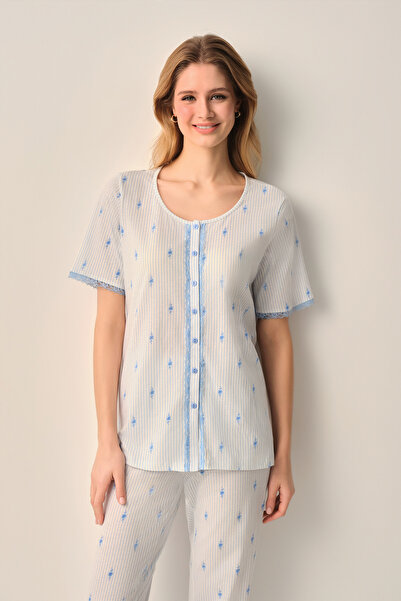 SUWEN Maria Cotton Shirt Collar Pajama Set