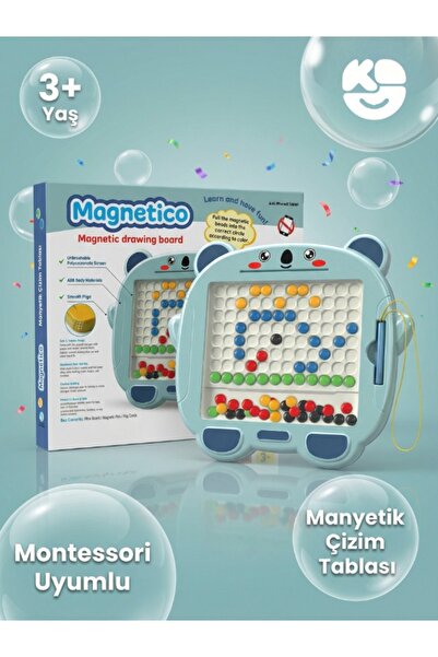 toysmilla Manyetik Çizim Tablası 16 Oyun Kartı Mıknatıslı Kalem Desen Tamamla...
