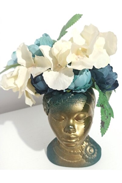 Pasiunea Florilor MARICA MICĂ, DIN CERAMICĂ VERDE-AURIE, CU HORTENSIE ȘI BUJOREI