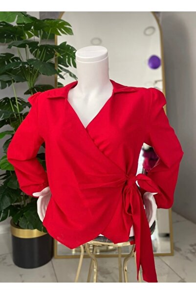 Anka Kruvaze yandan bağlamalı gömlek