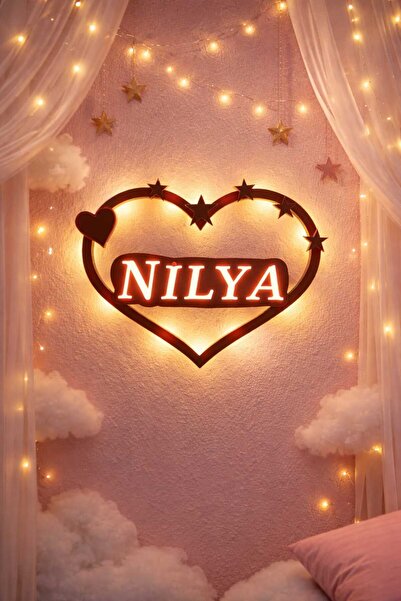 ÇETİN ASM Kişiye Özel İsimli Kalp LED Gece Lambası – Dekoratif Işıklı Duvar S...