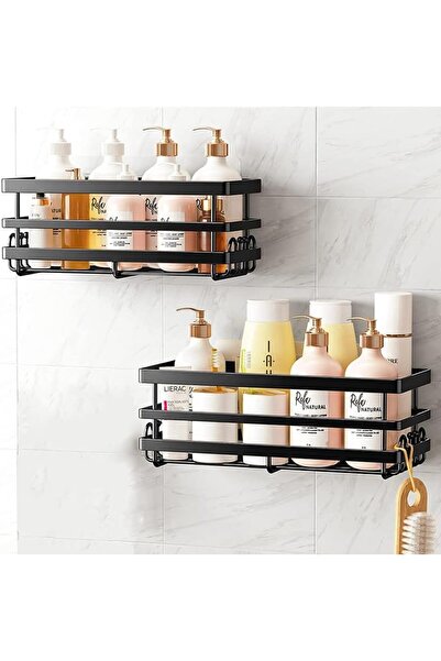 XINGDOZ Set of 2 shelves, fixing shelves without drilling, 11x30x6 cm, black