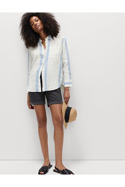 Marks & Spencer %100 Keten Çizgili Gömlek