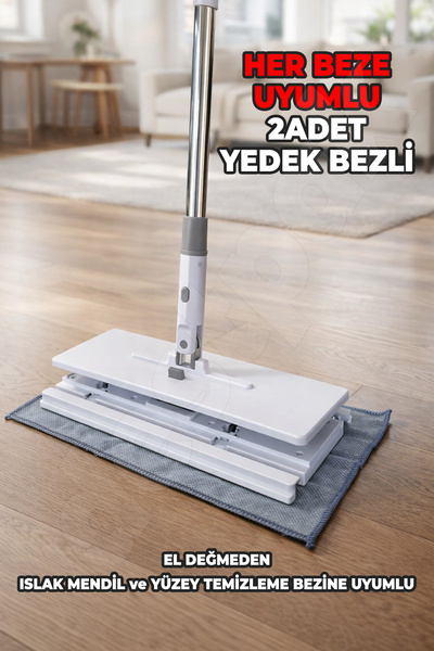 Destpak Click Mop 32 cm Tüm Bezlerle Uyumlu Mandallı Mop Kıskaçlı Mop El Değm...