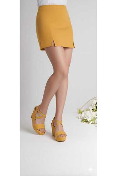 AYDOĞDU by ünal Black Leather Cross-Strapped Daily Wedge Sandals - 5000