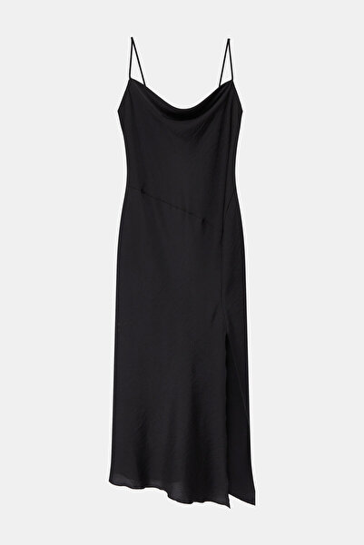 W Collection SİYAH ASKILI SATEN ELBİSE