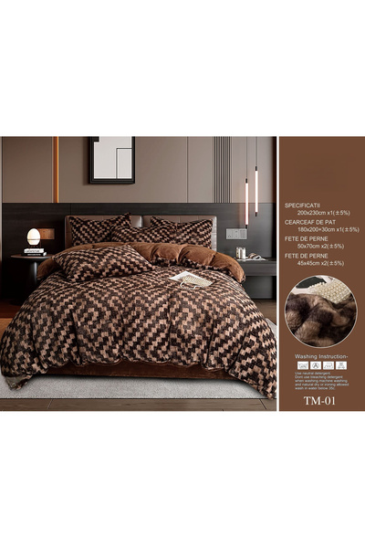 FIONNA.RO Duvet Cover Set Faux Rabbit Fur Bed Linen With Stretchy - Rabbit Sq...