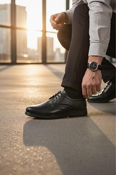 Carefree حذاء رجالي من الجلد باللون الأسود مريح للاستخدام اليومي M961