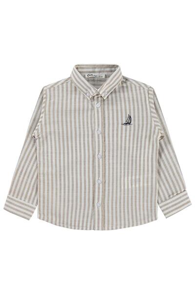 Civil Boys Nakışlı Gömlek 2-5 Yaş Gömlek - Bej 5-6 Yaş