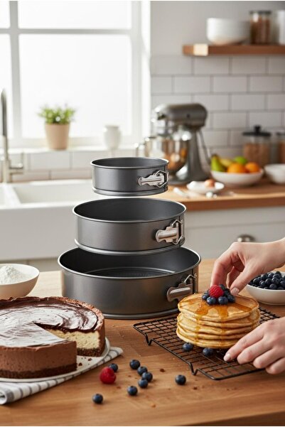 kitchenboost Çınar 3-Piece Clamp Cake Mold - 3-Piece Cake Mold Set 24-26-28 Cm.