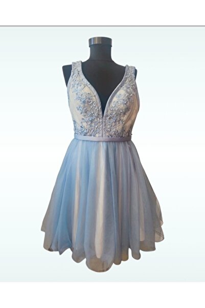 OEM Short-evening-dress-light-blue-size-36-(S)