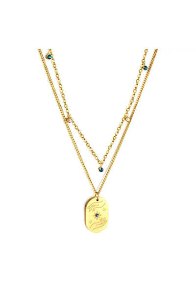 Pursehuit Gold-coloured necklace, made of stainless steel, blown with 18k gol...