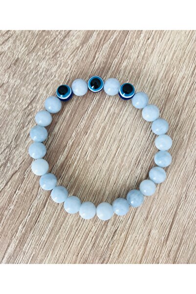 MK tasarım سوار من حجر الأكوامارين الحقيقي - سوار العين الشريرة - MKT.1.101.7...