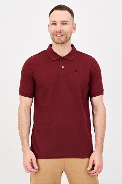 Reebok Men Sportswear Fit Short Sleeve Outdoor Polo Shirt, Maroon