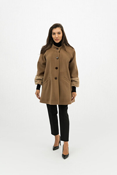 Gorgeaux Elegant Brown Coat with Vicki Fur - XXL(44)